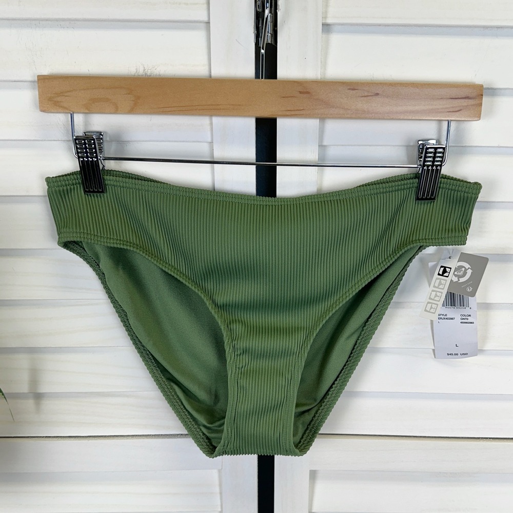 New‎ Roxy Mind of Freedom Full Bikini Swimsuit Bottoms Ribbed Green Size L